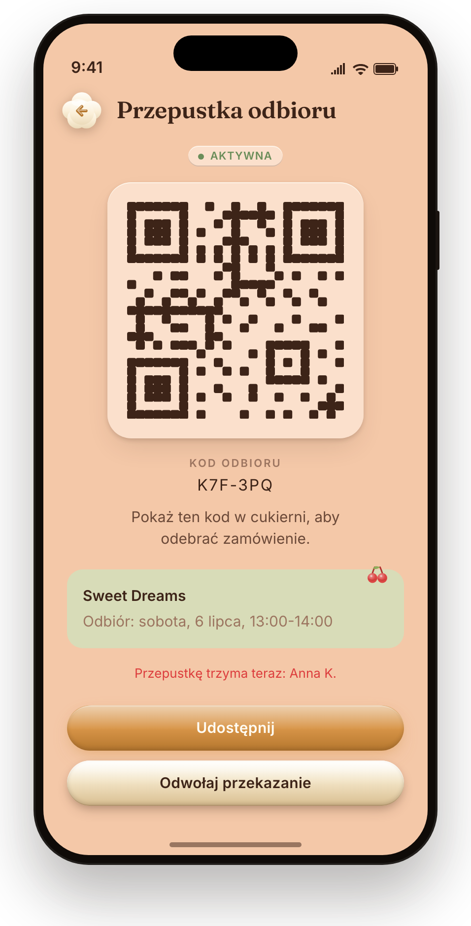 Przepustka odbioru QR